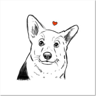 Cute Corgi Sketch Posters and Art